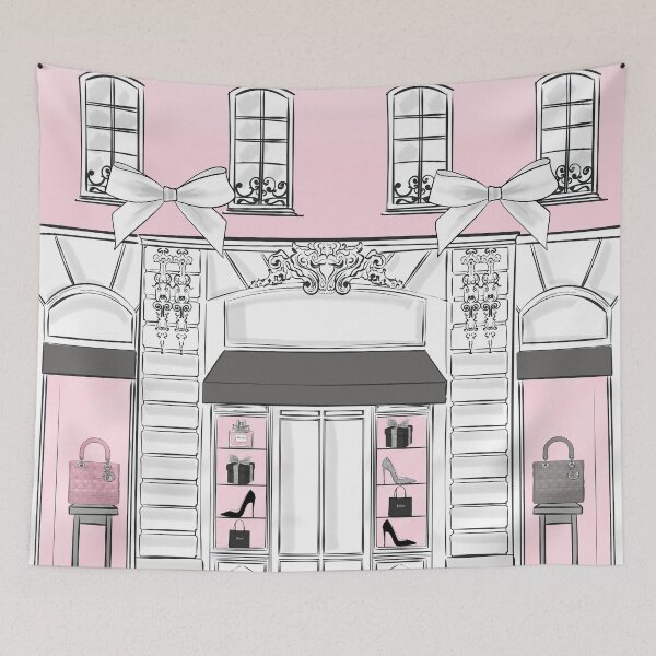 Item preview, Fashion boutique vitrine shop pink girly illustration designed and sold by Lalanacliparts.