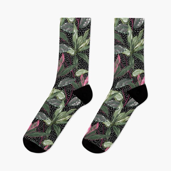 Item preview, Tropical Jungle Plants with Flowers and Polka Dots designed and sold by RipeAndRuin.