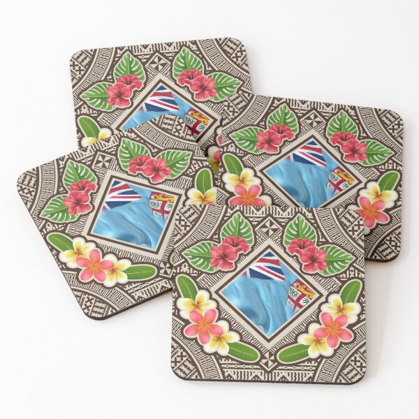Item preview, Fiji Tapa Floral Flag designed and sold by HueyFiji.