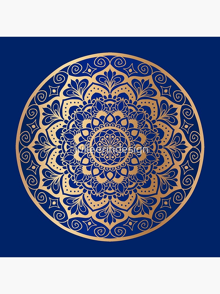 Blue and Gold Circle Mandala Medallion Poster for Sale by Julie Erin  Designs