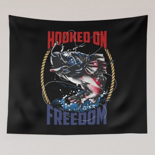 Item preview, hooked on freedom fishing gift designed and sold by BrennaEirlys.