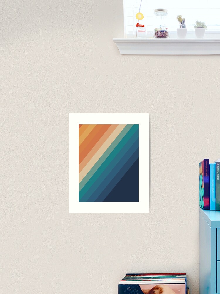 Thumbnail 2 of 3, Art Print, Retro Rainbow Stripes Diagonal 70's pattern designed and sold by bird767.