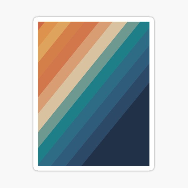 Retro Rainbow Stripes Diagonal 70's pattern Sticker