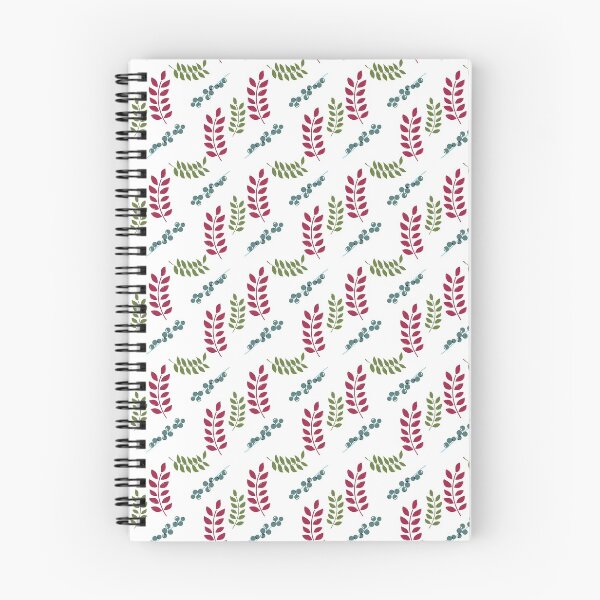 Item preview, Spiral Notebook Seamless Fern and Berries Pattern Trending Fashion Colours 2021 2022 White Background designed and sold by H3designs.