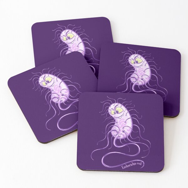 Item preview, Escherichia coli bacteria microbiology funny science cartoon designed and sold by Zit-Zat-Zot.