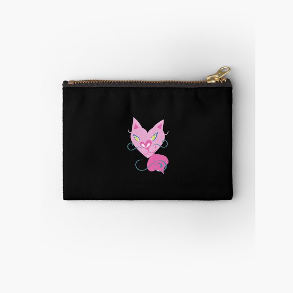 Item preview, Journalling & Art Pencil Cases & Pouches Creepy Pink Siamese Cat Vector Cartoon Art Black Background designed and sold by H3designs.