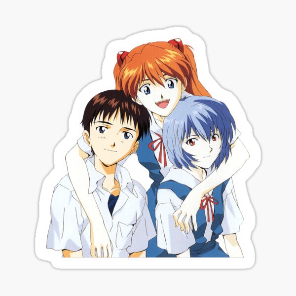 Vista previa del artículo con la obra «Neon Genesis Evangelion Shinji, Asuka, Rei, pegatina», diseñado y vendido por MakisOtakuShop.
