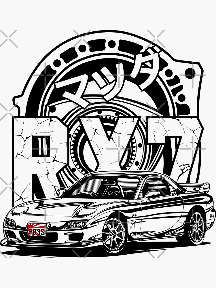 Rx7 Fd3s Rotary Engine Sticker For Sale By Idrdesign Redbubble