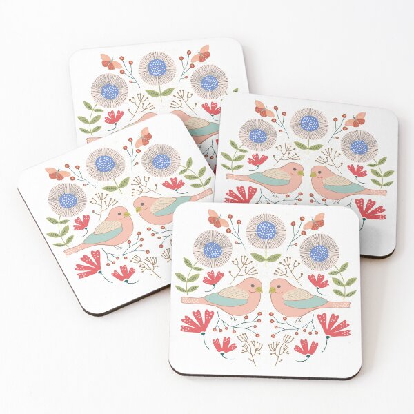 Item preview, Symmetric birds and flower art designed and sold by DogwoodStudios.