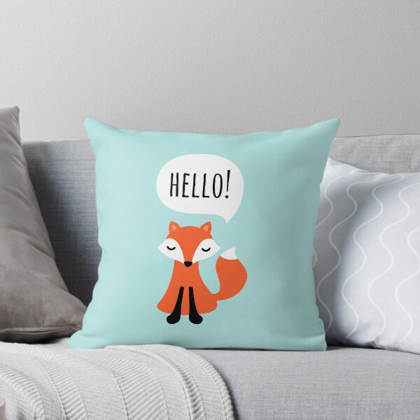 Item preview, Cute cartoon fox on blue background saying hello designed and sold by MheaDesign.
