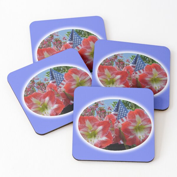 Item preview, Flag Day 2021 Design - Amaryllis - Beautiful Red, White Flowers with USA Flag. designed and sold by ThisNThatImages.