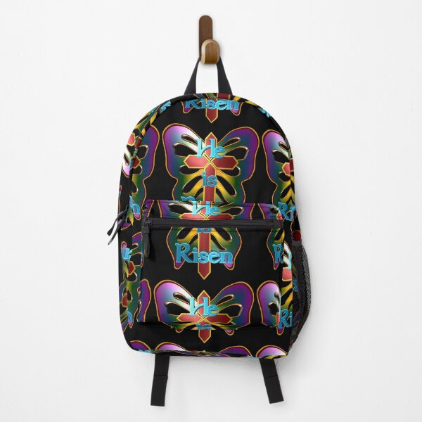 Item preview, He is Risen Rainbow Butterfly Wings Cross designed and sold by toddbrooney.