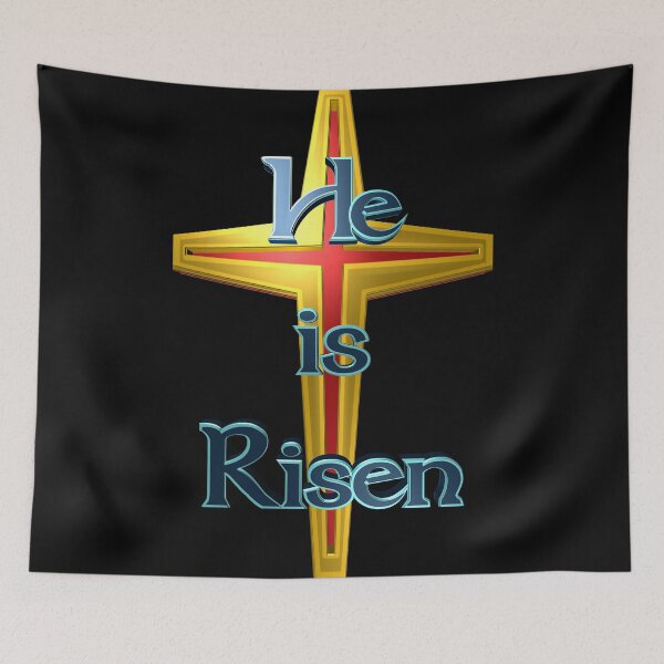 Item preview, He is Risen Gold Christian Cross designed and sold by toddbrooney.