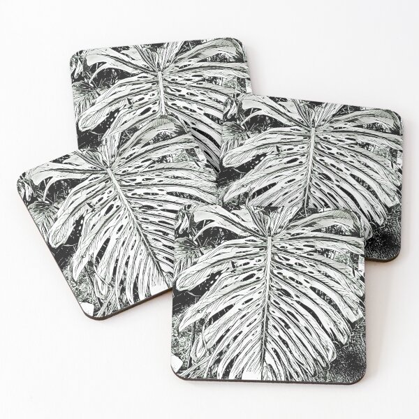 Item preview, Black and white decorative Monstera leaf designed and sold by Greengardens36.