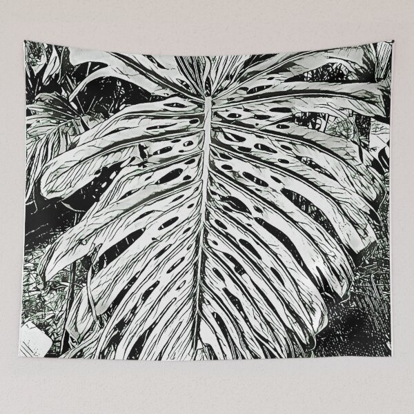 Item preview, Black and white decorative Monstera leaf designed and sold by Greengardens36.