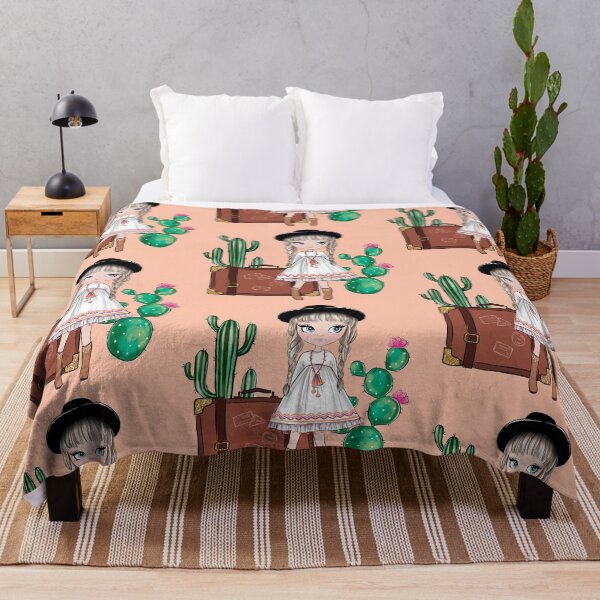 Item preview, Boho style cute girl with cactus girly illustration 2 designed and sold by Lalanacliparts.