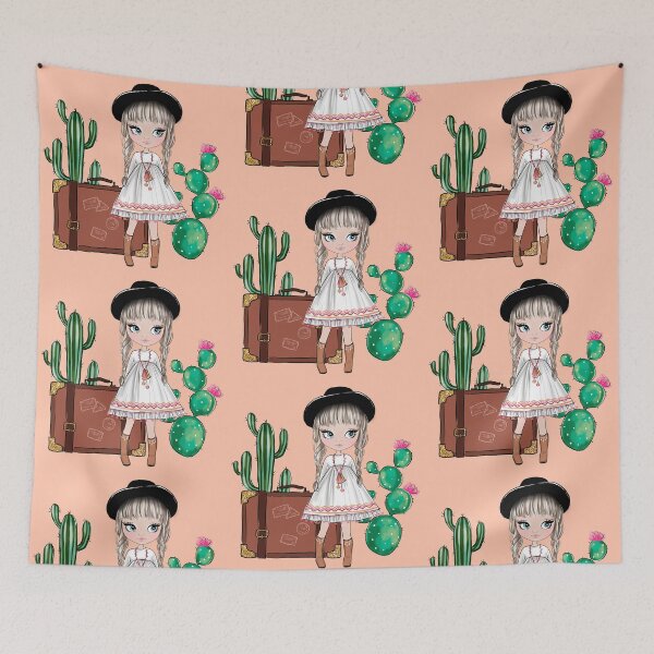 Item preview, Boho style cute girl with cactus girly illustration 2  designed and sold by Lalanacliparts.