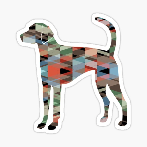 American Foxhound - Colorful Geometric Pattern Silhouette - Plaid Sticker