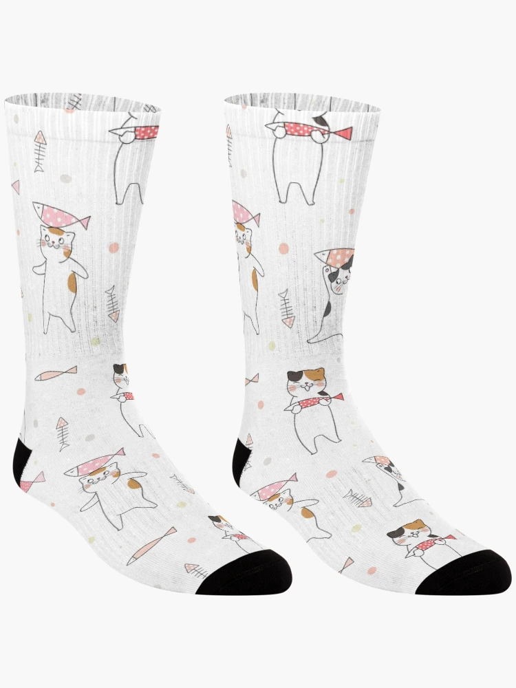 Thumbnail 3 of 5, Socks, Cute kitten Pattern designed and sold by Patternsonly.