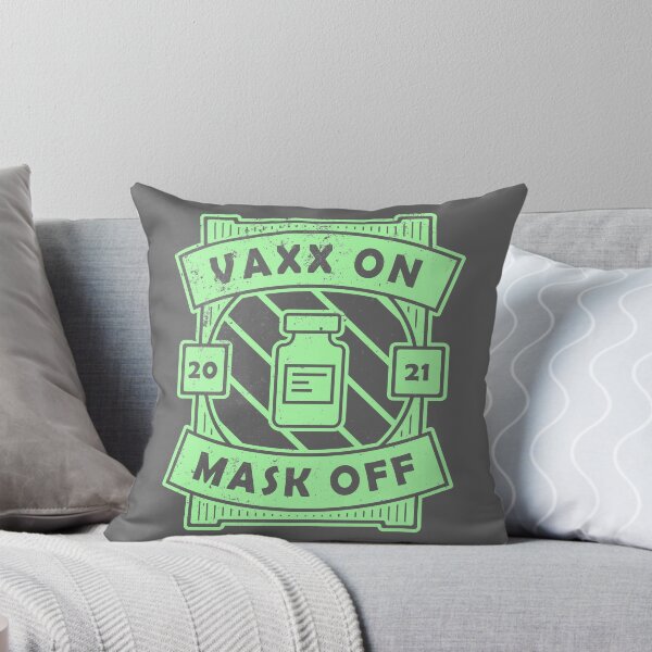 Item preview, Vaxx On Mask Off - Funny Vaccine Motivation (Beige And Grey Design) designed and sold by DrawingBoard.