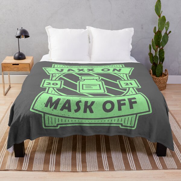 Item preview, Vaxx On Mask Off - Funny Vaccine Motivation (Beige And Grey Design) designed and sold by DrawingBoard.