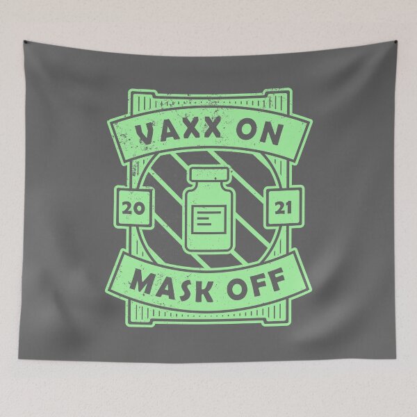 Item preview, Vaxx On Mask Off - Funny Vaccine Motivation (Beige And Grey Design) designed and sold by DrawingBoard.