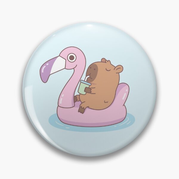Item preview, Cute Capybara Chilling On Pink Flamingo Pool Float designed and sold by rustydoodle.