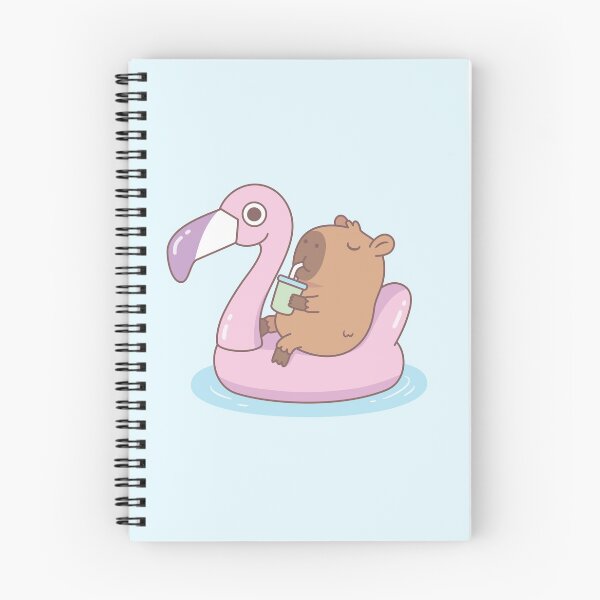 Item preview, Cute Capybara Chilling On Pink Flamingo Pool Float designed and sold by rustydoodle.