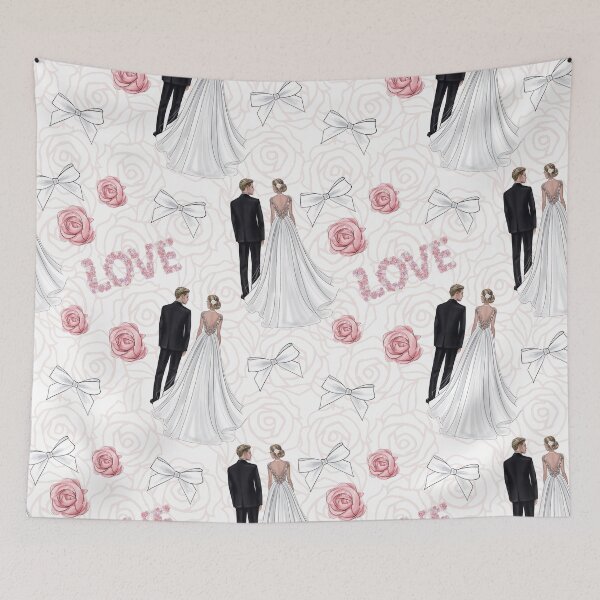 Item preview, Wedding themed pattern design designed and sold by Lalanacliparts.