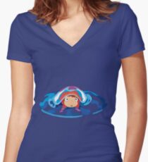 Ponyo Logo Women's Fitted V-Neck T-Shirt