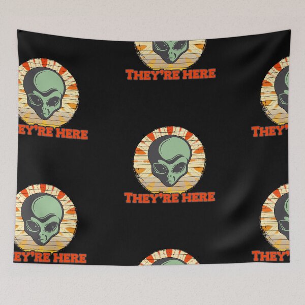 Item preview, Visitors From Outerspace, Theyre Here - Yellow Retro designed and sold by Chubuter.