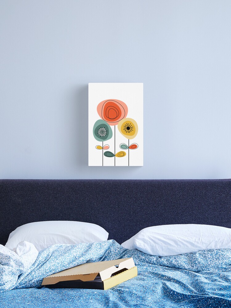 Thumbnail 1 of 3, Canvas Print, Mid-Century Modern Happy Flower designed and sold by dreamprint.