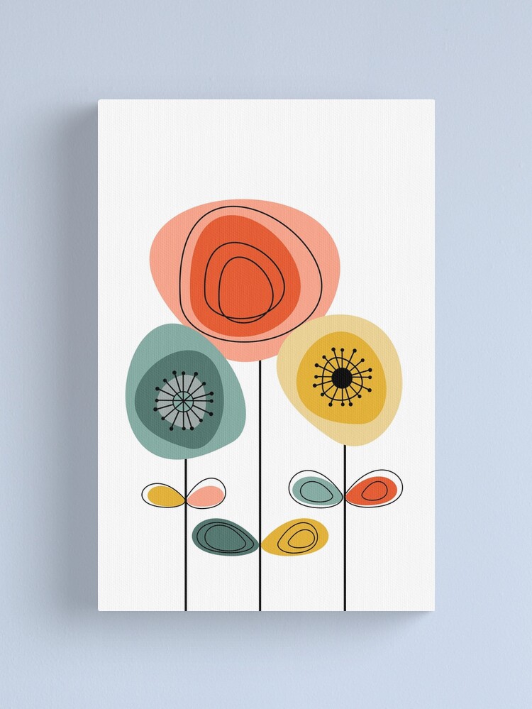 Thumbnail 2 of 3, Canvas Print, Mid-Century Modern Happy Flower designed and sold by dreamprint.
