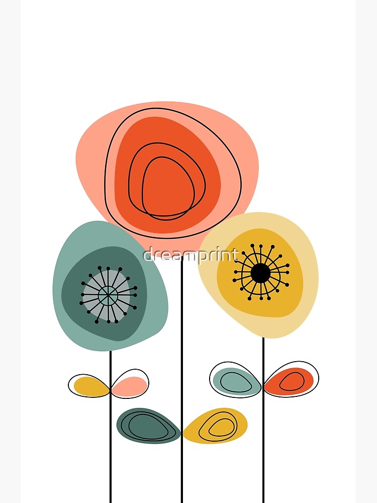 Thumbnail 3 of 3, Canvas Print, Mid-Century Modern Happy Flower designed and sold by dreamprint.