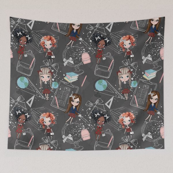 Item preview, School girls design for kids pattern designed and sold by Lalanacliparts.
