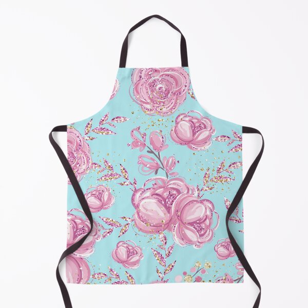 Item preview, Blue pink and gold floral glitter girly fashion pattern designed and sold by Lalanacliparts.