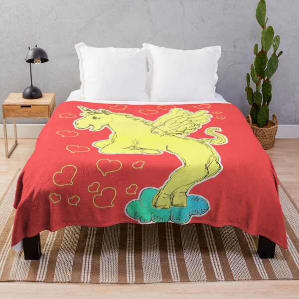 Item preview, Loving Yellow Unicorn Horse On A Cloud (Original Drawing by ACCI) designed and sold by VanyssaGraphics.