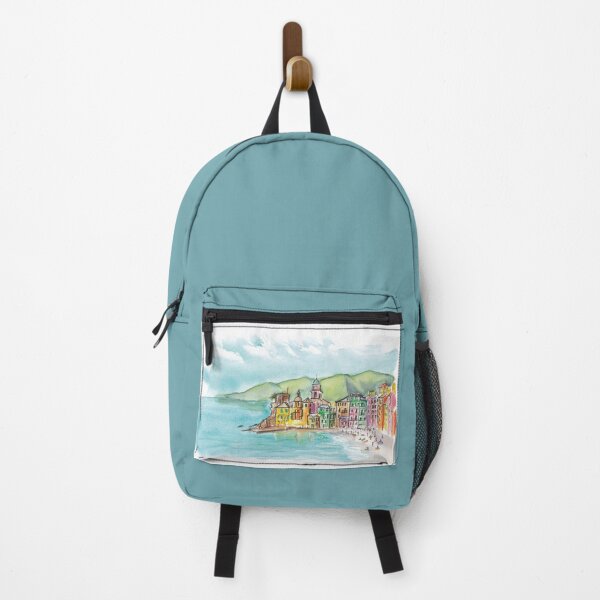 Item preview, Dolce Vita in Camogli Liguria - Beach Holidays Italy - Cheerful Colorful Summer Watercolor Travel Drawing designed and sold by happyartworld.
