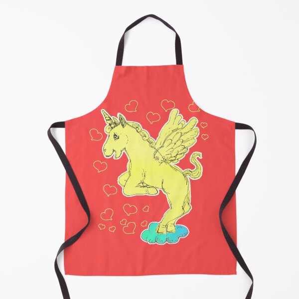 Item preview, Loving Yellow Unicorn Horse On A Cloud (Original Drawing by ACCI) designed and sold by VanyssaGraphics.