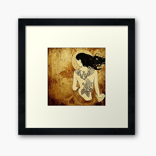 Girl with tattoo Framed Art Print