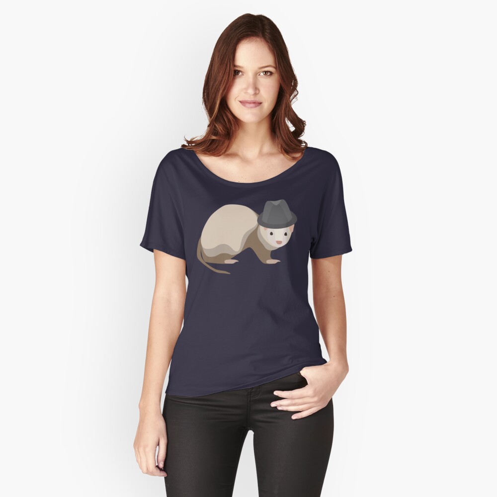 NDVH Ferret Wearing a Trilby Relaxed Fit T-Shirt