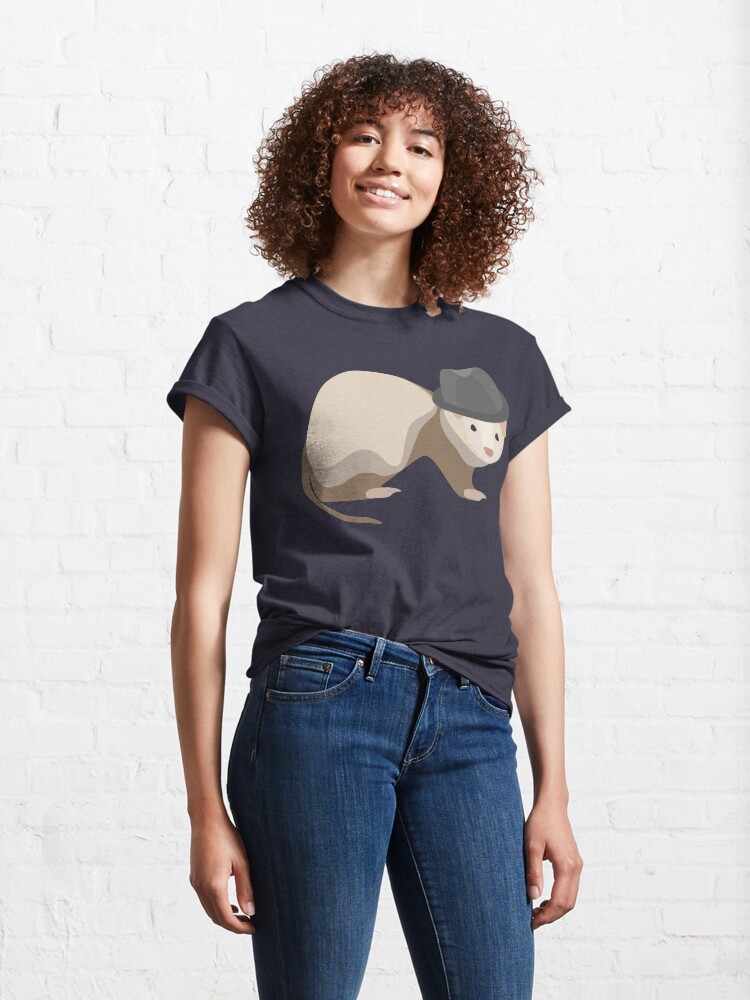 Alternate view of NDVH Ferret Wearing a Trilby Classic T-Shirt