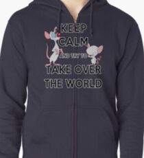 Bleib ruhig und versuche, die Welt zu erobern Hoodie mit Reißverschluss