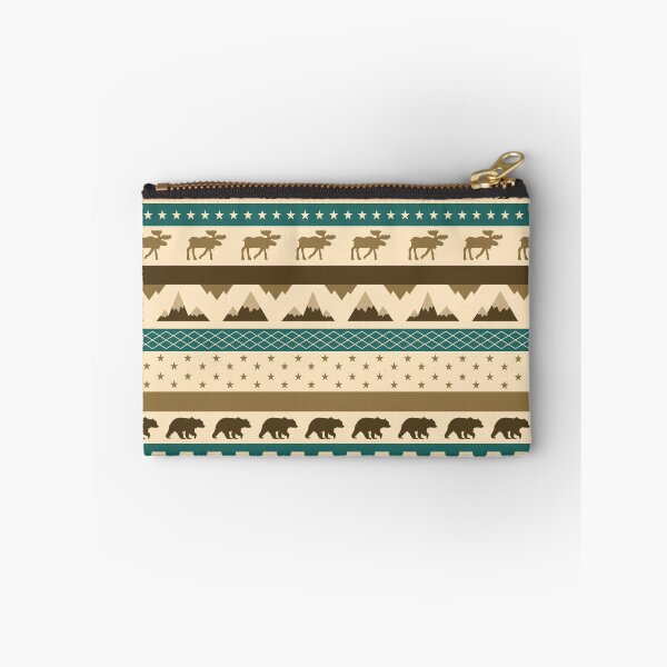 Item preview, Alaska inspired striped pattern with mountains, bear, moose, stars and pine trees designed and sold by CiniArt.
