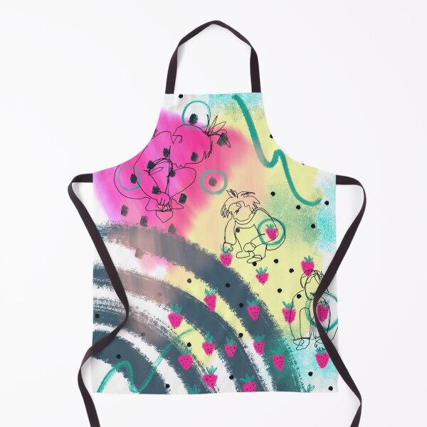 Item preview, Kids picking strawberries in grandma's garden abstract print designed and sold by orangerinka.
