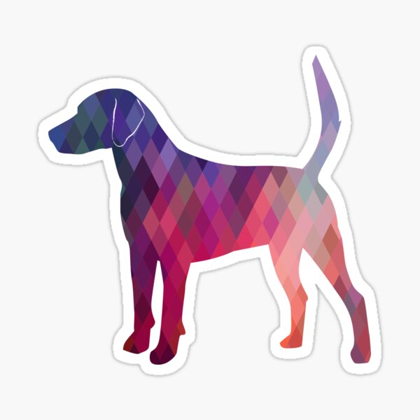 Harrier Hound - Colorful Geometric Pattern Silhouette - Pink Sticker