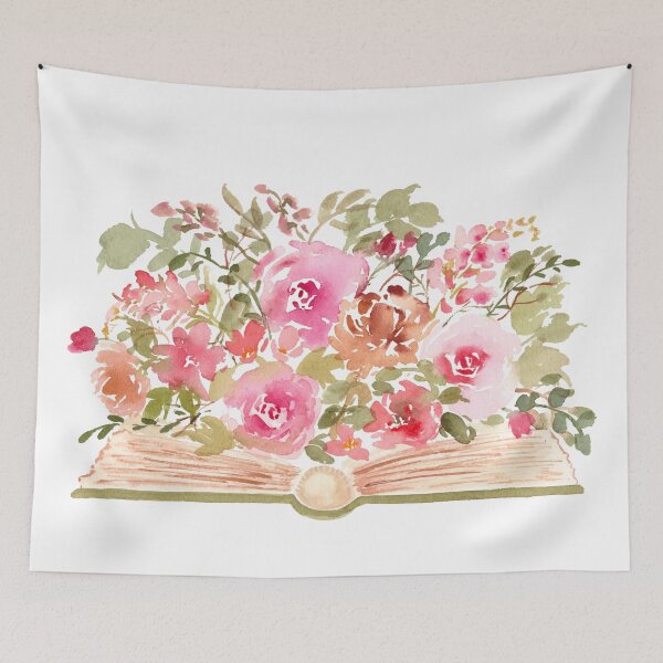 Artikelvorschau, Aquarellbuch mit rosa Blumen entworfen und verkauft von Harpley Design Studio.
