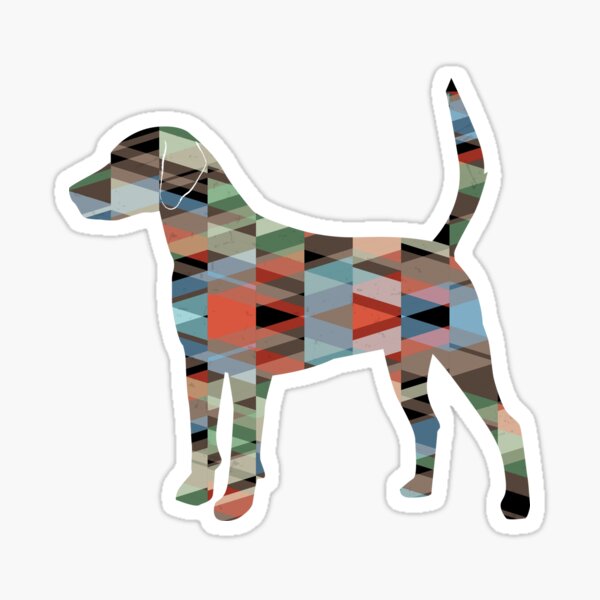 Harrier Hound - Colorful Geometric Pattern Silhouette - Plaid Sticker