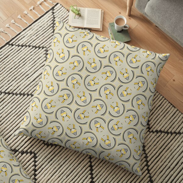 Modern Geometric Beige Cream Orange Grey Pattern Design 2730 Floor Pillow