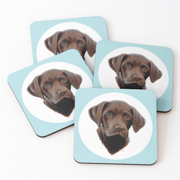 Item preview, Chocolate Labrador Puppy (blue) designed and sold by SandraWarmerdam.